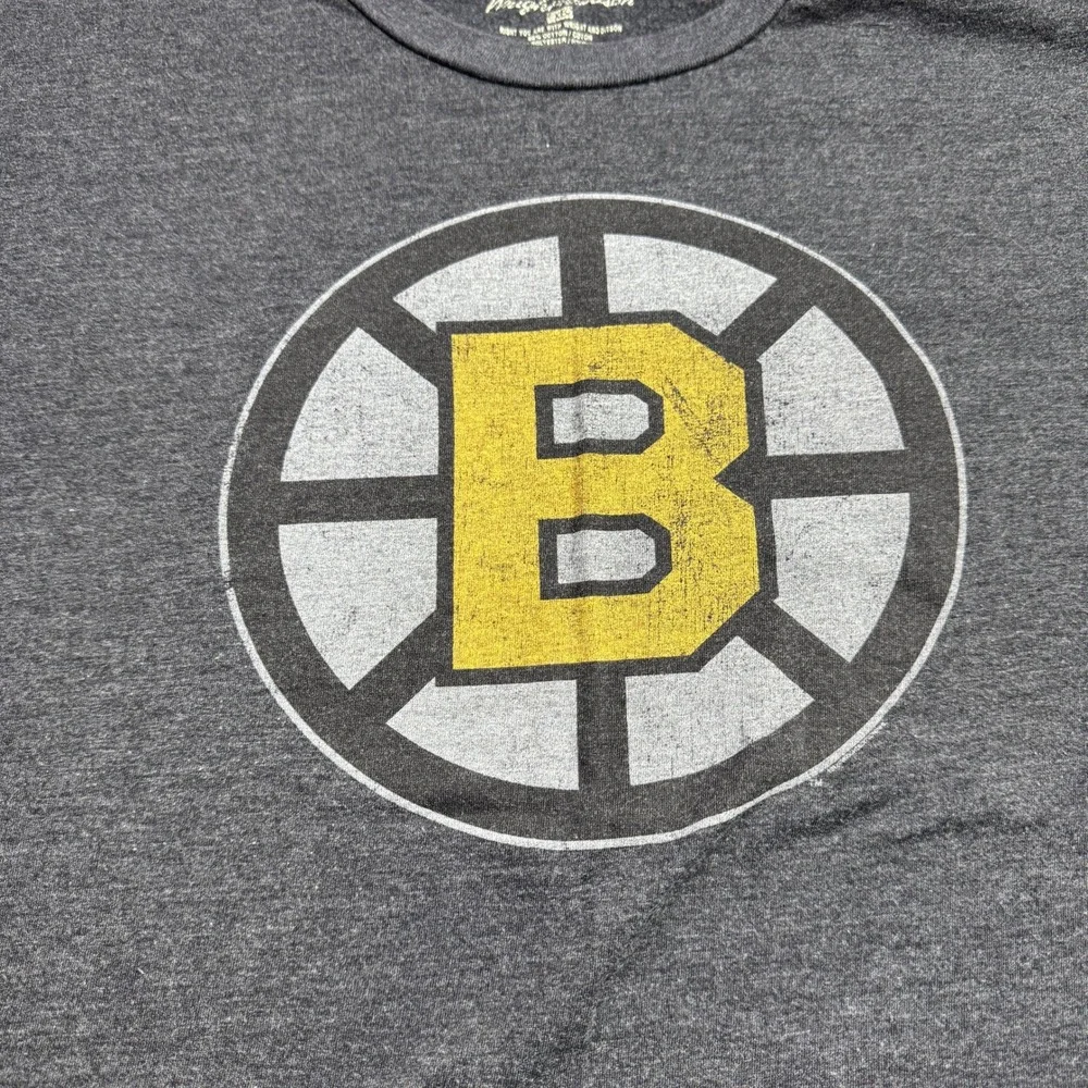 Boston Bruins Wright And Ditson T Shirt Mens XL Charcoal Gray NHL Hockey Logo